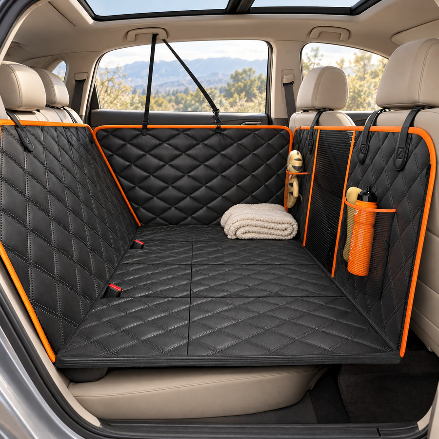 Back seat extender fitted across a car back seat